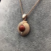 Ciondolo in Corallo con Montatura Argento Ramato