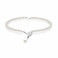 Collana perla con oro 750% e diamanti