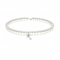 Collana perla con oro 750% e diamanti
