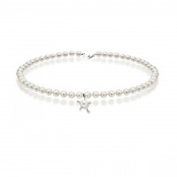 Collana perla con oro 750% e diamanti