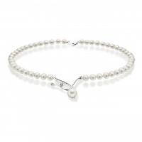 Collana perla con oro 750% e diamanti