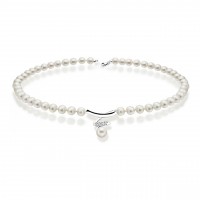Collana perla con oro 750% e diamanti