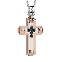 Croce in oro 750% con diamanti neri