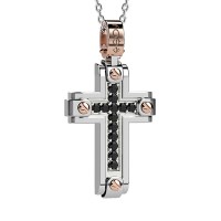 Croce in oro 750% con diamanti neri