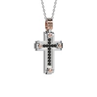 Croce in oro 750% con diamanti neri