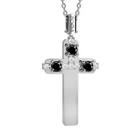 Croce in oro 750% con diamanti bianchi e diamanti neri
