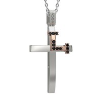 Croce in oro 750% con diamanti neri