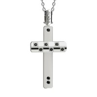 Croce in oro 750% con diamanti neri