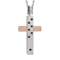 Croce in oro 750% con diamanti neri