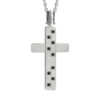 Croce in oro 750% con diamanti neri