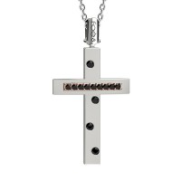 Croce in oro 750% con diamanti neri