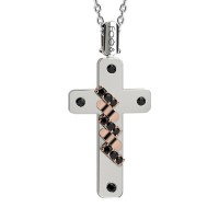 Croce in oro 750% con diamanti neri
