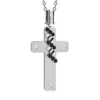 Croce in oro 750% con diamanti neri
