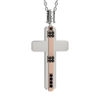 Croce in oro 750% con diamanti neri