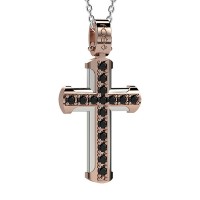 Croce in oro 750% con diamanti neri