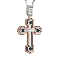 Croce in oro 750% con diamanti neri