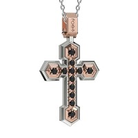 Croce in oro 750% con diamanti neri