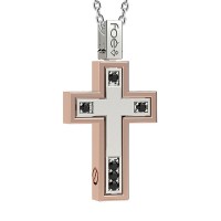 Croce in oro 750% con diamanti neri
