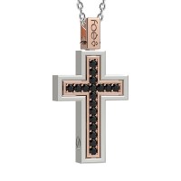 Croce in oro 750% con diamanti neri