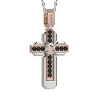Croce in oro 750% con diamanti neri