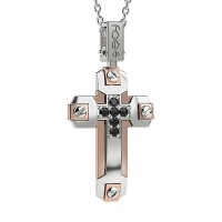 Croce in oro 750% con diamanti neri