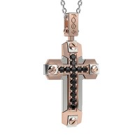 Croce in oro 750% con diamanti neri