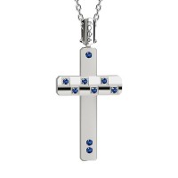 Croce in oro 750% con zaffiri
