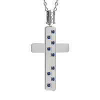 Croce in oro 750% con zaffiri