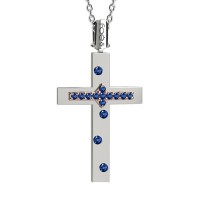 Croce in oro 750% con zaffiri