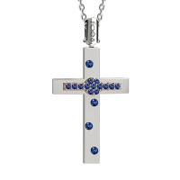 Croce in oro 750% con zaffiri