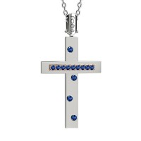Croce in oro 750% con zaffiri