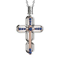 Croce in oro 750% con zaffiri