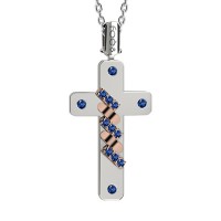 Croce in oro 750% con zaffiri