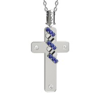 Croce in oro 750% con zaffiri
