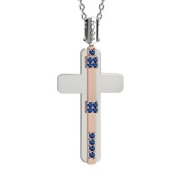 Croce in oro 750% con zaffiri
