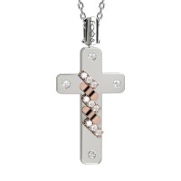 Croce ion oro 750% con diamanti bianchi