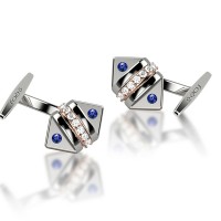 Gemelli in oro 750% con diamanti e zaffiri