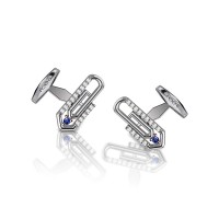 Gemelli in oro 750% con diamanti e zaffiri