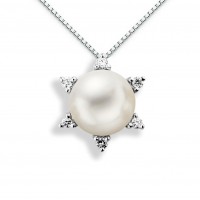 Pendente Foègioielli in oro 750% con diamanti e perla