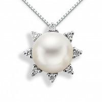 Pendente Foègioielli in oro 750% con diamanti e perla