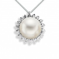 Pendente Foègioielli in oro 750% con diamanti e perla