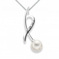 Pendente in oro 750% con diamanti e perla