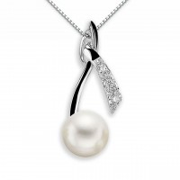 Pendente in oro 750% con diamanti e perla