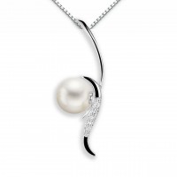 Pendente in oro 750% con diamanti e perla