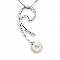 Pendente in oro 750% con diamanti e perla
