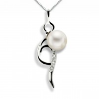 Pendente in oro 750% con diamanti e perla
