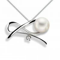 Pendente in oro 750% con diamanti e perla