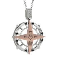 Rosa dei venti in oro 750% con diamanti neri