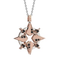 Rosa dei venti in oro 750% con diamanti neri