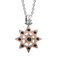 Rosa dei venti in oro 750% con diamanti neri